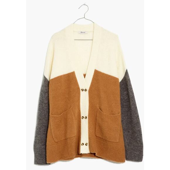 Madewell Allston Double Button Slouchy Colorblock Cardigan Sweater -S - Picture 1 of 8